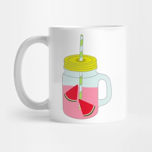 Jar with a straw with a fruit drink. Mug